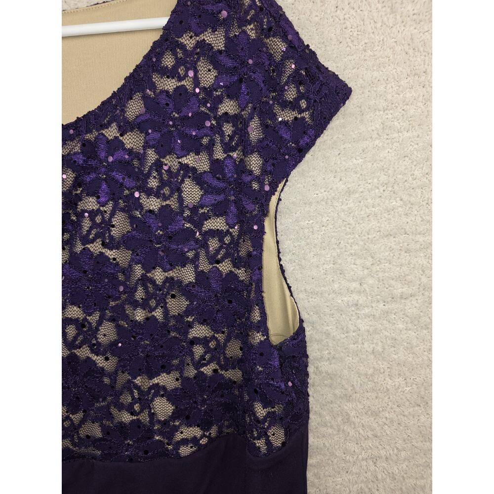 Dressbarn Collection Sequin Lace Front Draped Cocktail Dress Size 16 - Picture 4 of 7